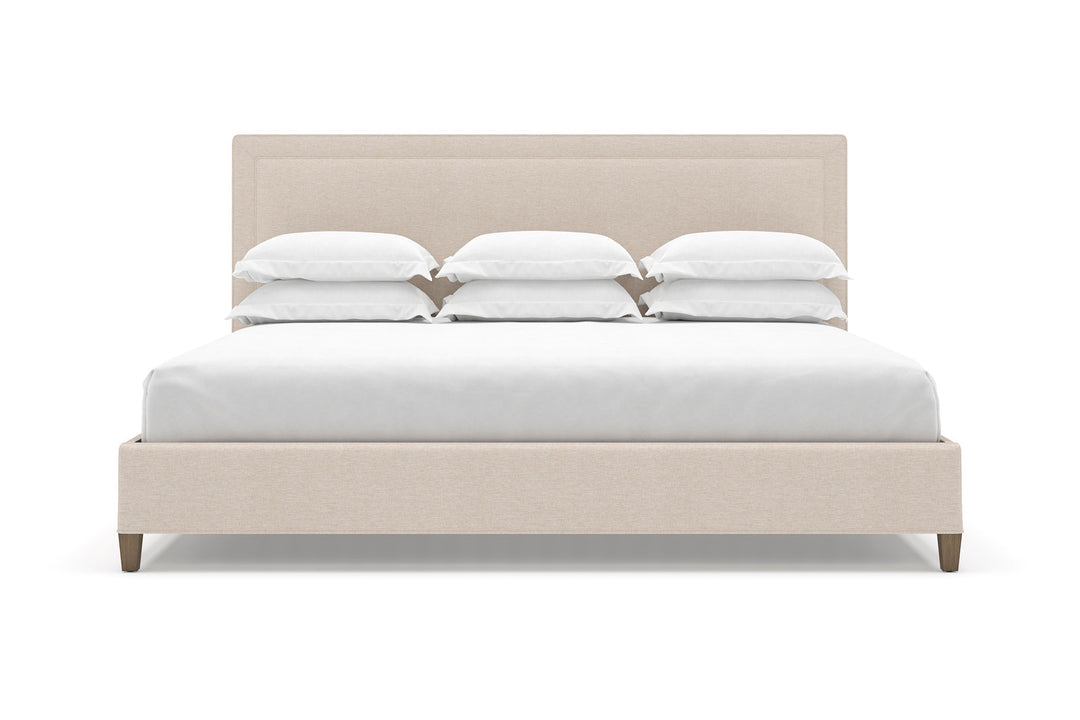 Angled View of Alpine Bed Frame in Oatmeal#color_oatmeal