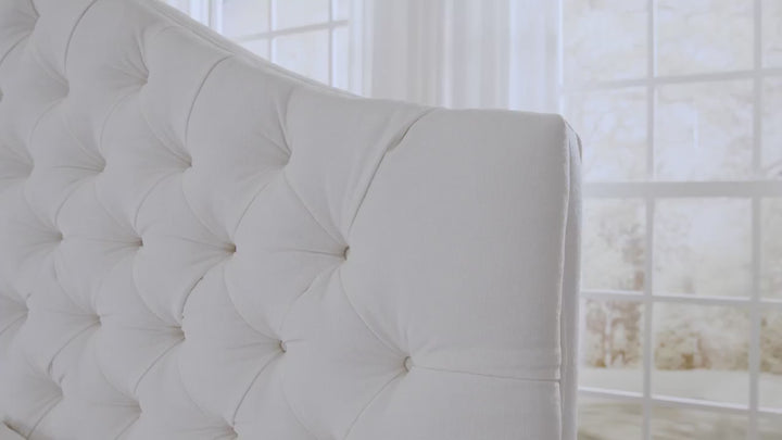 Close up video of Archie headboard in Snow#color_snow