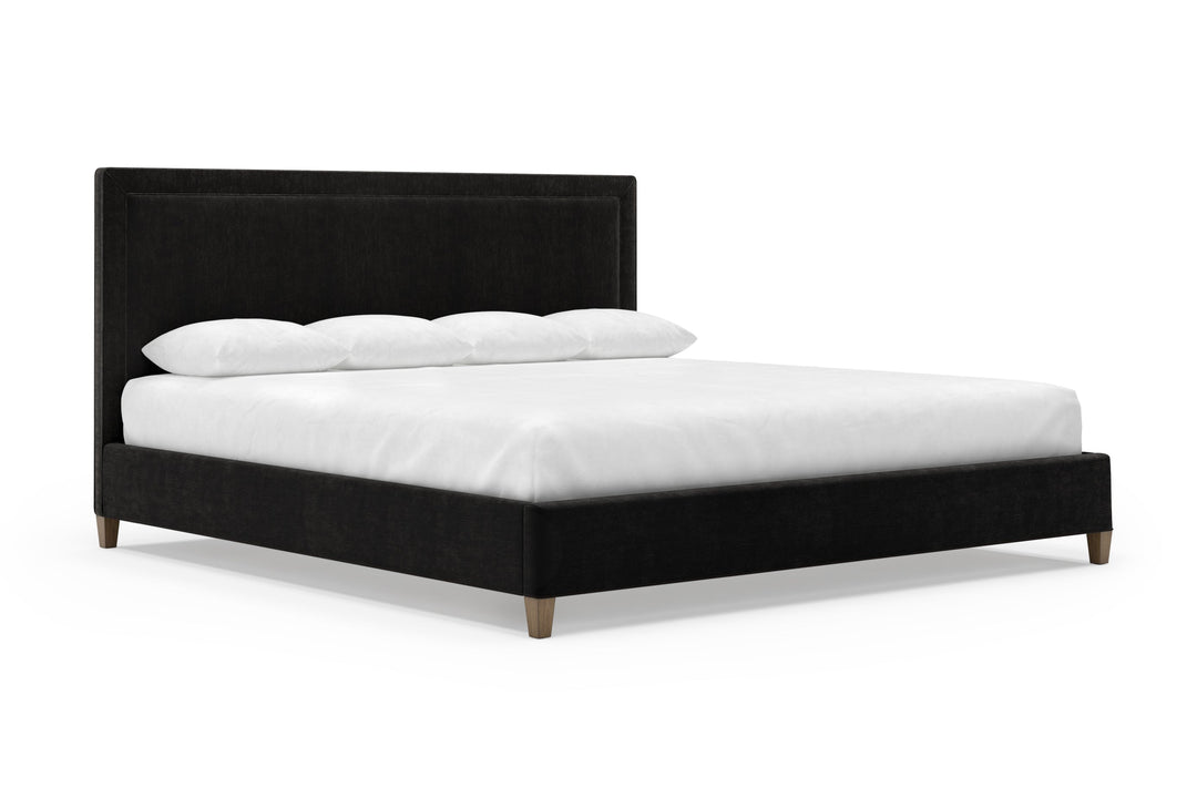 Angled View of Alpine Bed Frame in Ebony#color_ebony