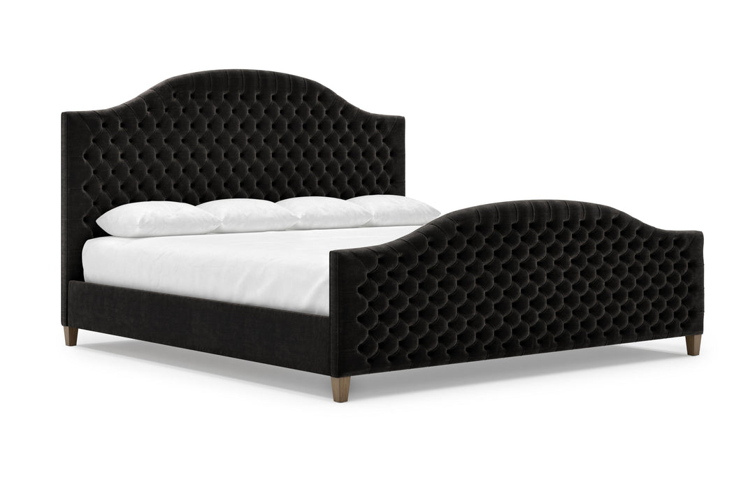Angled View of Archie Bed Frame with Footboard in Ebony#color_ebony