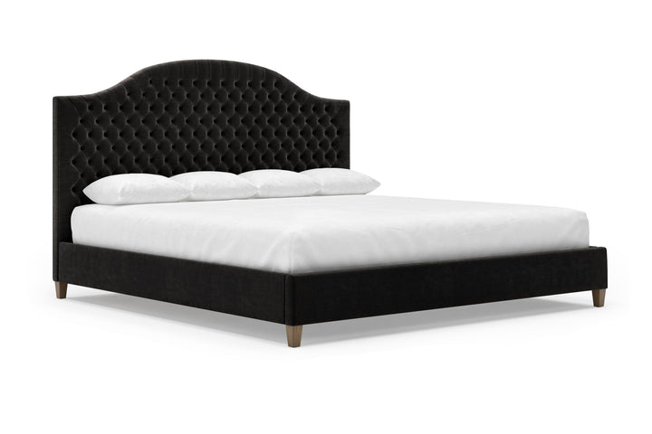 Angled View of Archie Bed Frame in Ebony#color_ebony