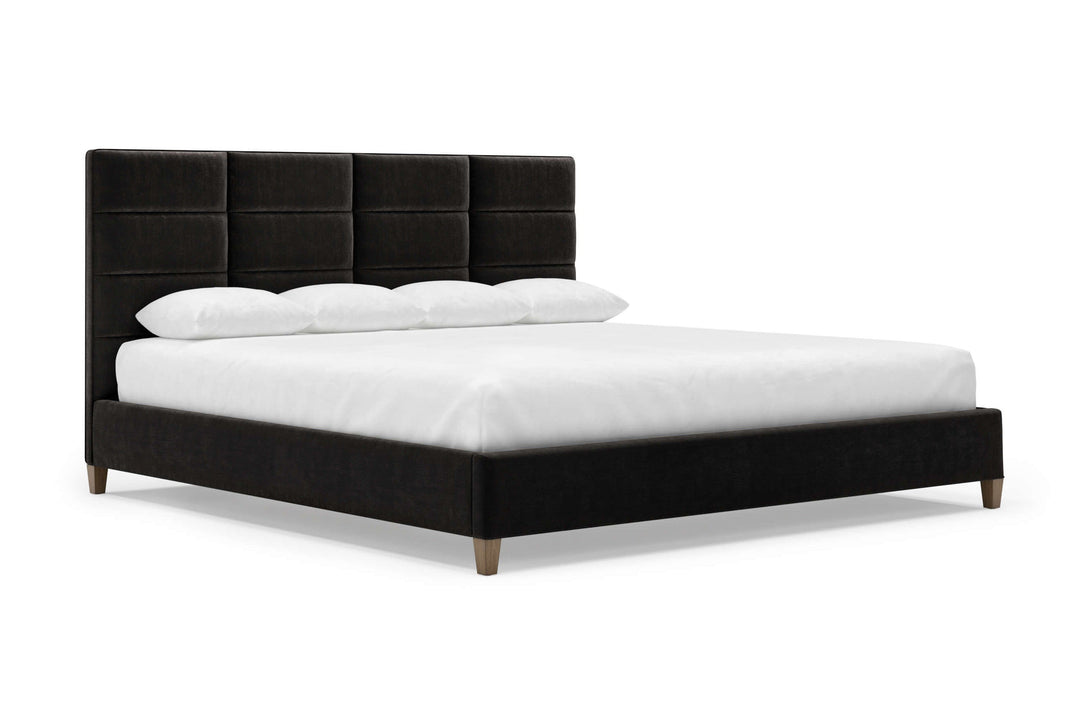 Angled View of Marshall Bed Frame in Ebony#color_ebony