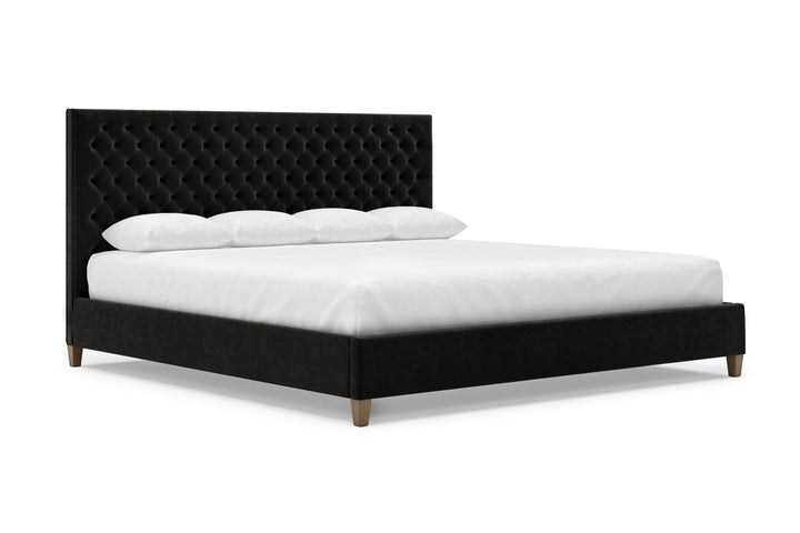 Angled View of Kincaid Bed Frame in Ebony#color_ebony