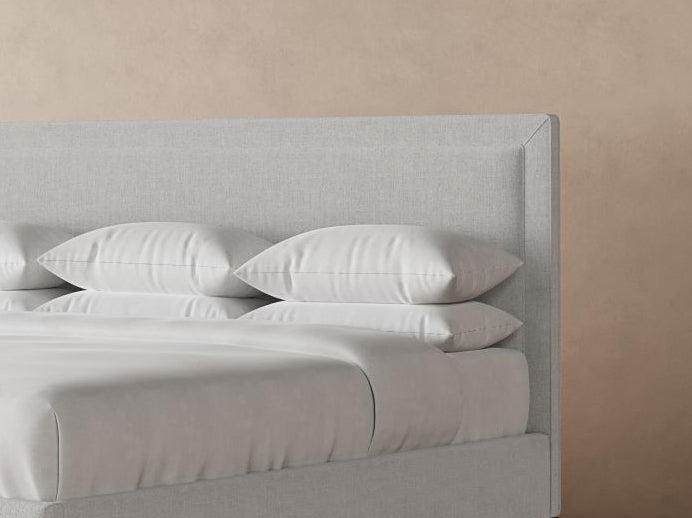 Angled View of Alpine Bed Frame in Dove#color_dove