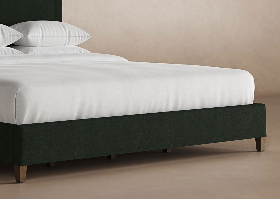 Angled View of Alpine Bed Frame in Emerald#color_emerald