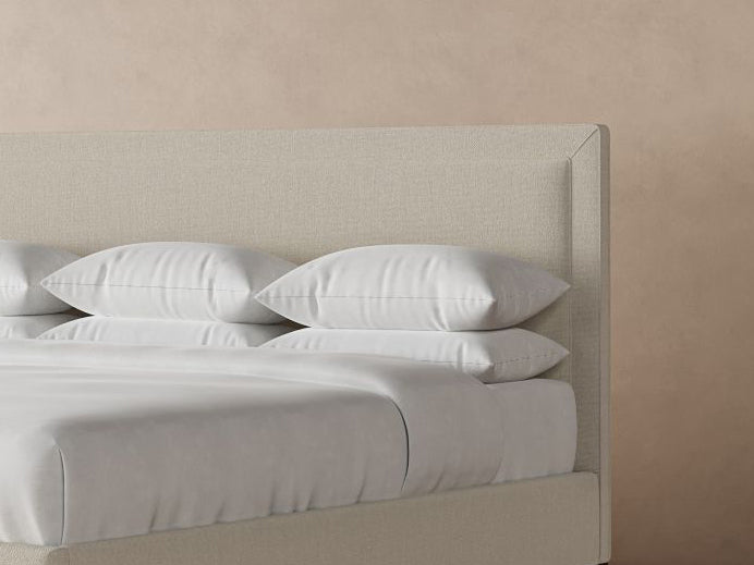 Angled View of Alpine Bed Frame in Flax#color_flax