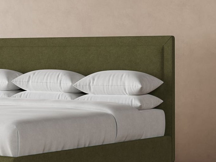 Angled View of Alpine Bed Frame in Moss#color_moss