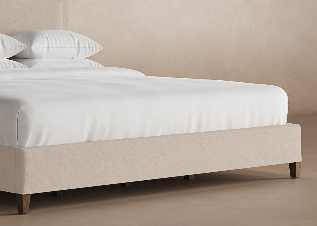 Angled View of Alpine Bed Frame in Oatmeal#color_oatmeal