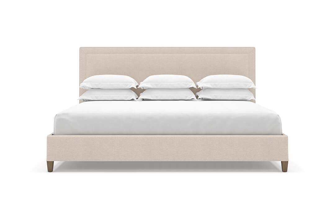 Angled View of Alpine Bed Frame in Oatmeal#color_oatmeal
