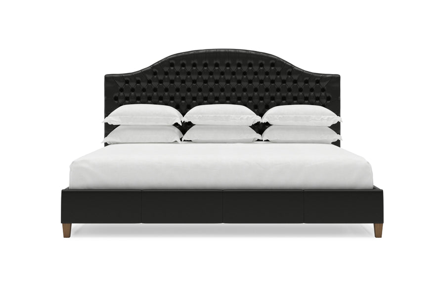 Archie Leather Bed Frame in Jet #color_jet