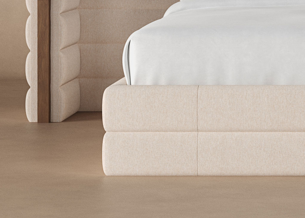 Oatmeal colored Harrison bedframe #color_oatmeal