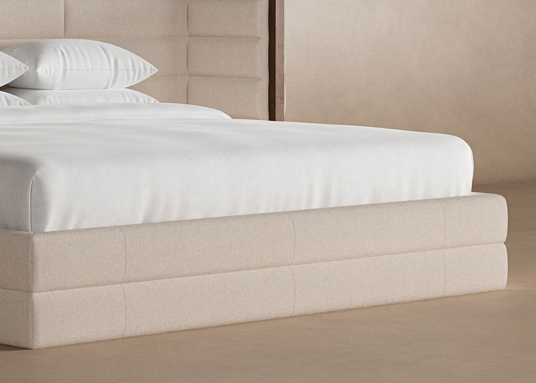 Oatmeal colored Harrison bedframe #color_oatmeal