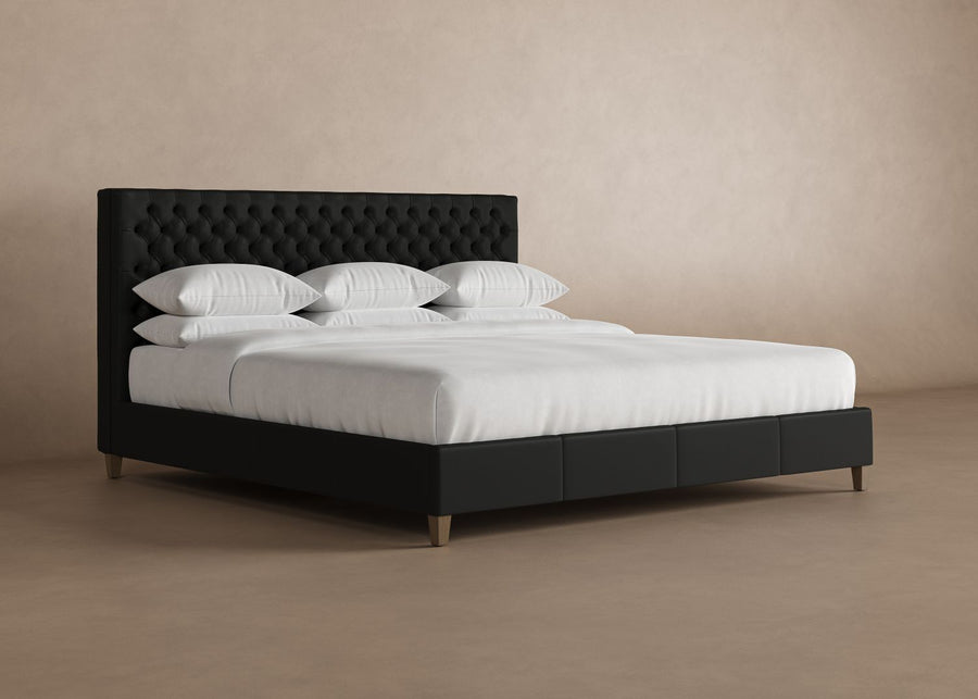 Kincaid Leather Bed Frame in Jet#color_jet