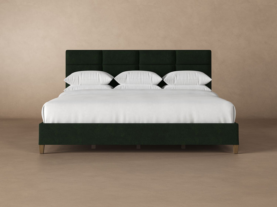 Angled View of Marshall Bed Frame in Emerald#color_emerald