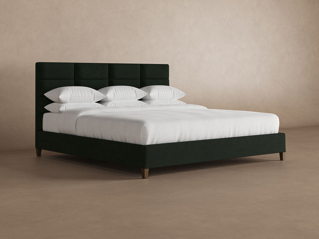 Angled View of Marshall Bed Frame in Emerald#color_emerald