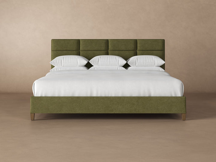 Angled View of Marshall Bed Frame in Moss#color_moss