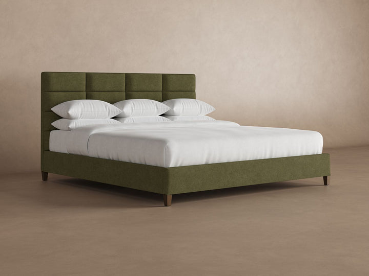 Angled View of Marshall Bed Frame in Moss#color_moss