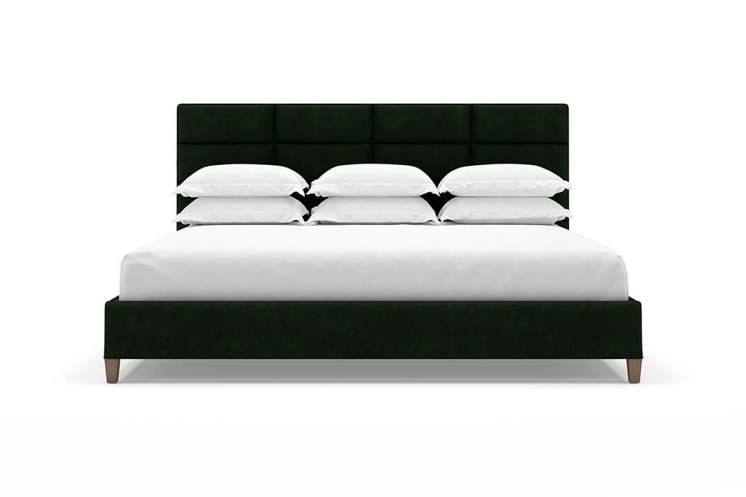 Angled View of Marshall Bed Frame in Emerald#color_emerald