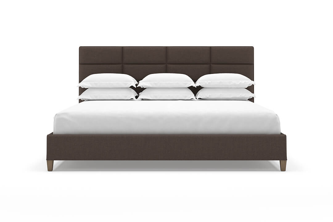 Angled View of Marshall Bed Frame in Bark#color_bark